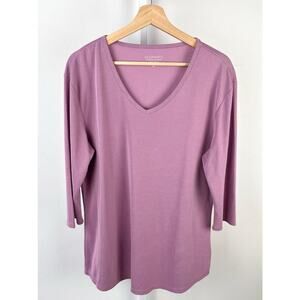 SEGMENTS  XL Essentials Canada 3/4 Sleeve V-Neck Top Pullover Shirt Knit Purple